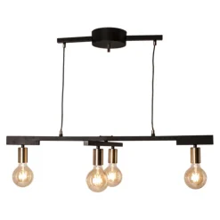 By Rydéns Pendelleuchte Metall E27 4-flammig 90 cm breit Schwarz Messing* Hängelampen|Wohnzimmerlampen