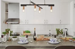 By Rydéns Pendelleuchte Metall E27 4-flammig 90 cm breit Schwarz Messing* Hängelampen|Wohnzimmerlampen