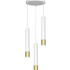 Best Luminex Pendelleuchte Metall 3-flammig rund Weiß Gold LIADAN