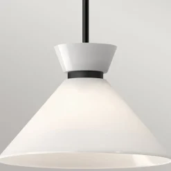 Sale Elstead Pendelleuchte Metall Glas D: 35,8 cm rund Schwarz Weiß