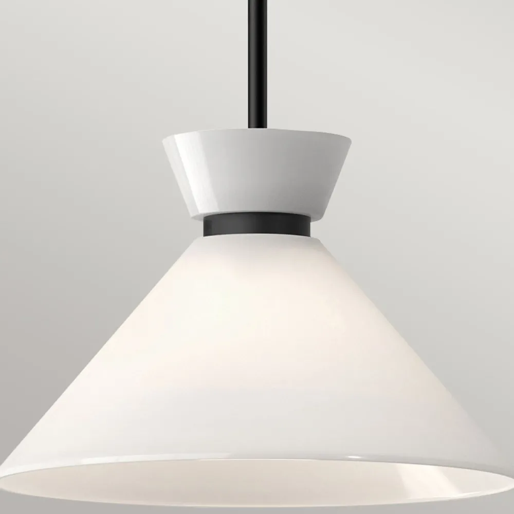 Sale Elstead Pendelleuchte Metall Glas D: 35,8 cm rund Schwarz Weiß