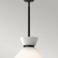 Sale Elstead Pendelleuchte Metall Glas D: 35,8 cm rund Schwarz Weiß