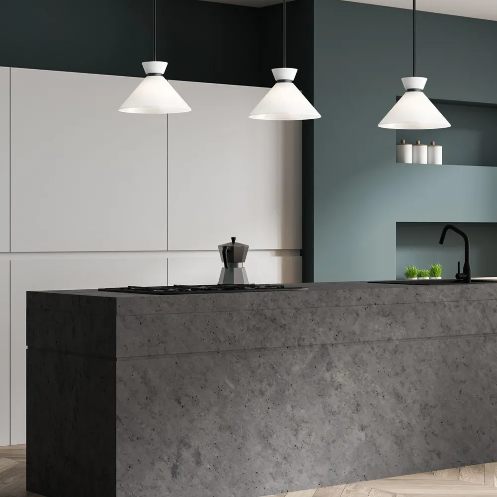 Sale Elstead Pendelleuchte Metall Glas D: 35,8 cm rund Schwarz Weiß