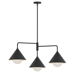 Elstead Pendelleuchte Metall Glas Schwarz 96,5 cm breit 3-flammig E27* Hängelampen|Esszimmer Lampen