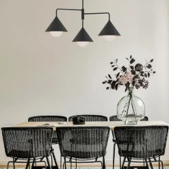 Elstead Pendelleuchte Metall Glas Schwarz 96,5 cm breit 3-flammig E27* Hängelampen|Esszimmer Lampen