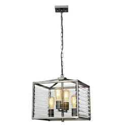 Elstead Pendelleuchte Metall Glas B: 39,4 cm Gunmetal Grau 4x E27* Hängelampen|Bürolampen