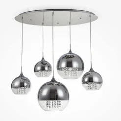 Maytoni Pendelleuchte Metall Glas H: max. 95 cm Nickel E27 JOY* Hängelampen|Esszimmer Lampen