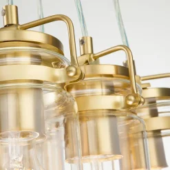 Elstead Pendelleuchte Metall Glas 6x E27 in Messing verstellbar* Hängelampen|Bürolampen