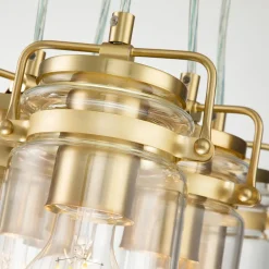 Elstead Pendelleuchte Metall Glas 6x E27 in Messing verstellbar* Hängelampen|Bürolampen