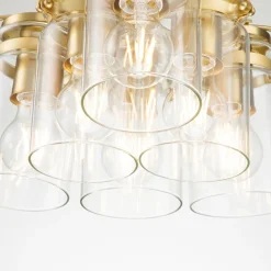 Elstead Pendelleuchte Metall Glas 6x E27 in Messing verstellbar* Hängelampen|Bürolampen