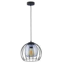 Discount TK Lighting Pendelleuchte Metall Glas Ø 26 cm Schwarz Grau E27