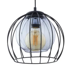 Discount TK Lighting Pendelleuchte Metall Glas Ø 26 cm Schwarz Grau E27