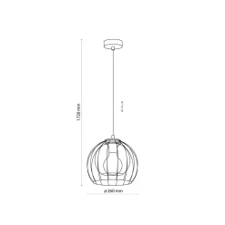 Discount TK Lighting Pendelleuchte Metall Glas Ø 26 cm Schwarz Grau E27