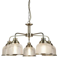 Searchlight Pendelleuchte Metall Glas Ø 58 cm Jugendstil in Messing antik* Hängelampen|Wohnzimmerlampen