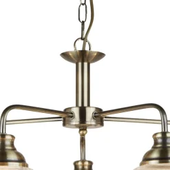 Searchlight Pendelleuchte Metall Glas Ø 58 cm Jugendstil in Messing antik* Hängelampen|Wohnzimmerlampen