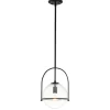 Elstead Pendelleuchte Metall Glas E27 rund D: 28,9 cm Schwarz* Hängelampen|Bürolampen