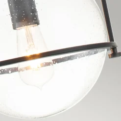 Elstead Pendelleuchte Metall Glas E27 rund D: 28,9 cm Schwarz* Hängelampen|Bürolampen