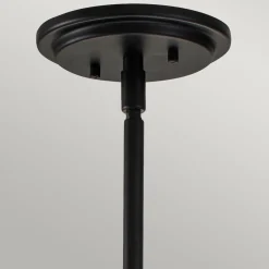 Elstead Pendelleuchte Metall Glas E27 rund D: 28,9 cm Schwarz* Hängelampen|Bürolampen