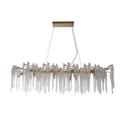 Searchlight Pendelleuchte Metall Glas stilvoll L:117 cm G9 in Gold* Wohnzimmerlampen|Esszimmer Lampen