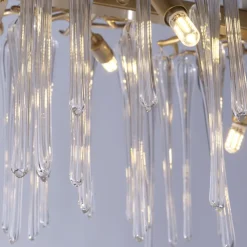 Searchlight Pendelleuchte Metall Glas stilvoll L:117 cm G9 in Gold* Wohnzimmerlampen|Esszimmer Lampen