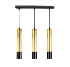 Belis Pendelleuchte Metall GU10 L:55 cm Schwarz Gold 3-flmg* Hängelampen|Bürolampen