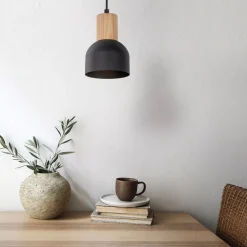 TK Lighting Pendelleuchte Metall Holz Ø 11,5 cm klein E27 Skandinavisch* Hängelampen|Esszimmer Lampen
