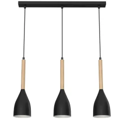 Clearance Luminex Pendelleuchte Metall Holz Schwarz 3-flammig E27