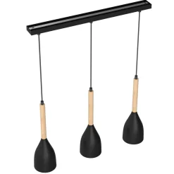 Clearance Luminex Pendelleuchte Metall Holz Schwarz 3-flammig E27