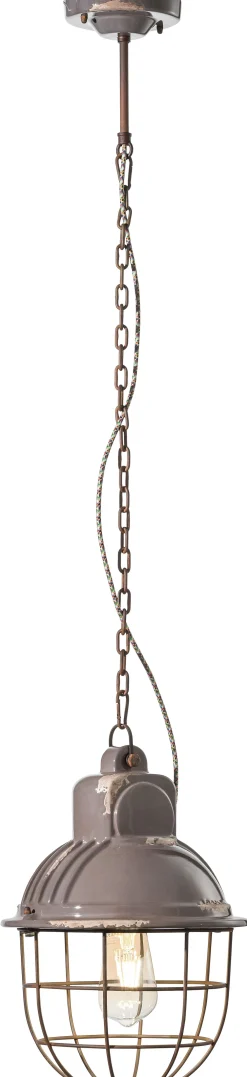 Clearance Ferroluce Pendelleuchte Metall Keramik rund D: 26 cm E27 Vintage