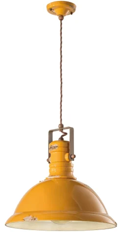 Clearance Ferroluce Pendelleuchte Metall Keramik E27 rund Ø 40 cm Vintage