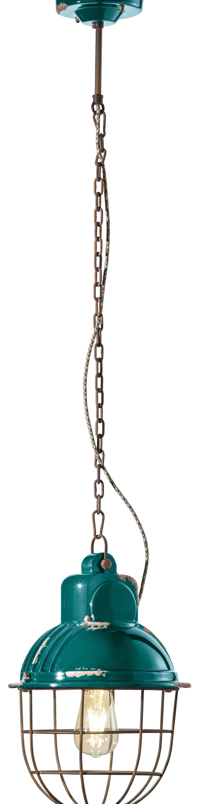 Clearance Ferroluce Pendelleuchte Metall Keramik E27 Ø 26 cm rund ELENA