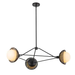 Elstead Pendelleuchte Metall Rattan Glas 101,4 cm breit 3x E14* Hängelampen|Bürolampen