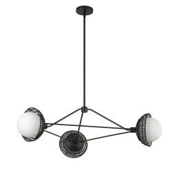 Elstead Pendelleuchte Metall Rattan Glas 101,4 cm breit 3x E14* Hängelampen|Bürolampen