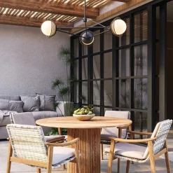 Elstead Pendelleuchte Metall Rattan Glas 101,4 cm breit 3x E14* Hängelampen|Bürolampen