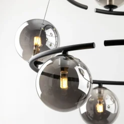 TK Lighting Pendelleuchte Metall Rauchglas G9 Schwarz Graphit 2 Ringe* Hängelampen|Bürolampen