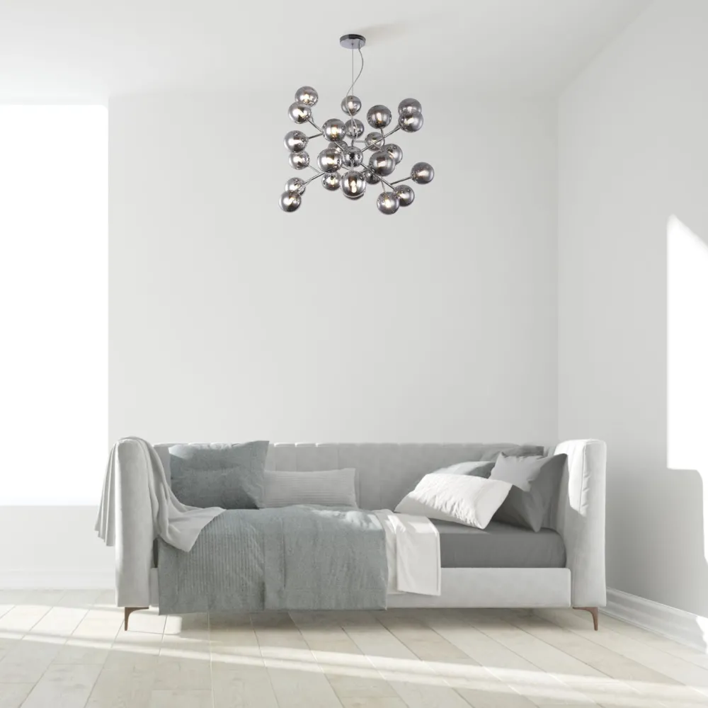 Maytoni Pendelleuchte Metall Rauchglas B: 65 cm Chrom Rauchgrau* Hängelampen|Esszimmer Lampen