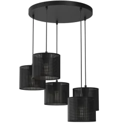 Outlet Luminex Pendelleuchte Metall Schwarz Ø58 cm E27 Loft 5-flammig