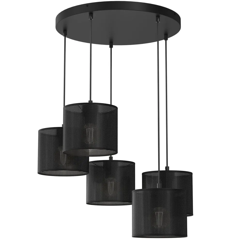 Outlet Luminex Pendelleuchte Metall Schwarz Ø58 cm E27 Loft 5-flammig