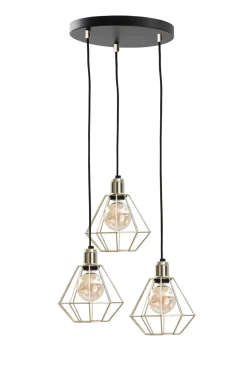 New Keter Pendelleuchte Metall Schwarz Gold Draht 3-flammig