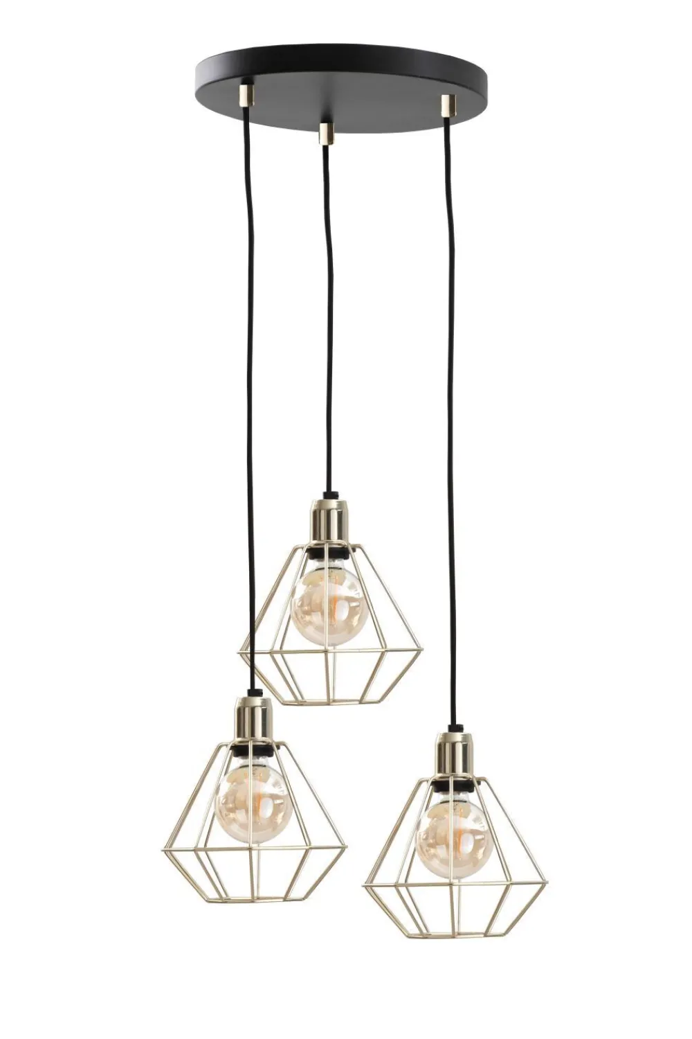 New Keter Pendelleuchte Metall Schwarz Gold Draht 3-flammig