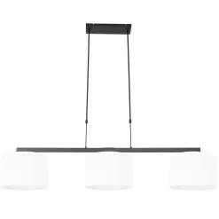 Steinhauer Pendelleuchte Metall Stoff Schwarz Weiß 140 cm blendarm* Hängelampen|Bürolampen