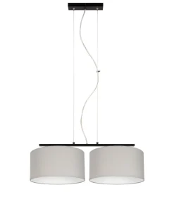 New Belis Pendelleuchte Metall Stoff E27 Schwarz Grau blendarm