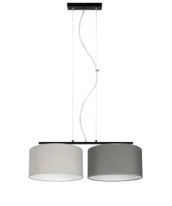 Online Belis Pendelleuchte Metall Stoff E27 Schwarz Grau Graphit