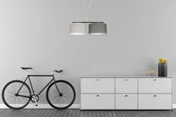 Online Belis Pendelleuchte Metall Stoff E27 Schwarz Grau Graphit