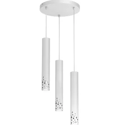 Sale Luminex Pendelleuchte Metall Weiß Chrom GU10 3-flmg Ø30 cm rund