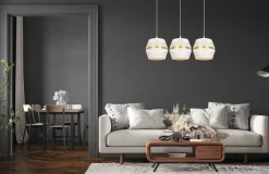 Belis Pendelleuchte Metall Weiß Gold E27 70 cm lang 3-flammig* Hängelampen|Bürolampen