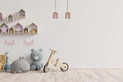 Sale Belis Pendelleuchte Pink Metall Holz 2-flammig E27 46 cm lang