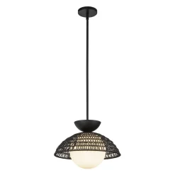 Elstead Pendelleuchte Rattan Glas Metall D: 37,5 cm H: max. 147,9 cm* Hängelampen|Esszimmer Lampen