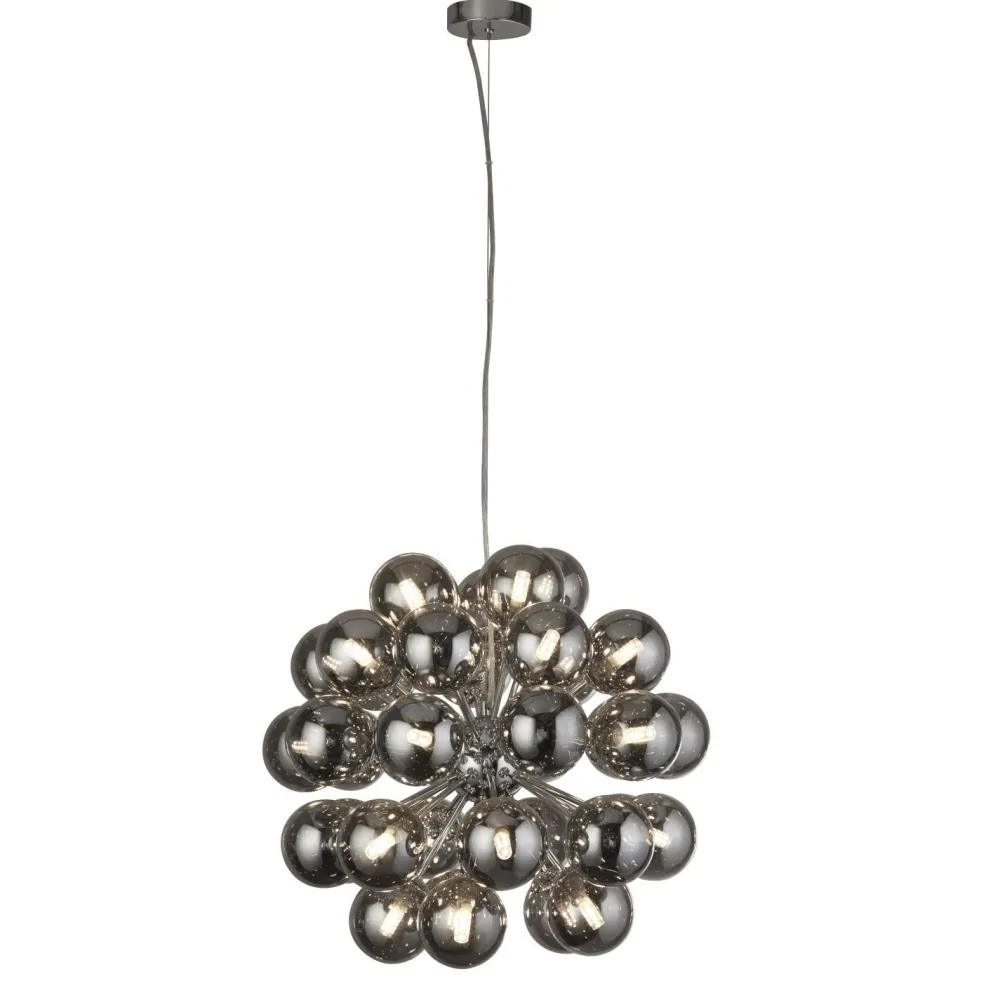 Searchlight Pendelleuchte Rauchglas Ø 51 cm 27x G9 Grau Chrom CARTER