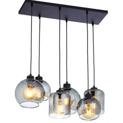 TK Lighting Pendelleuchte Rauchglas 6-flammig E27 verstellbar* Glaslampen|Moderne Lampen